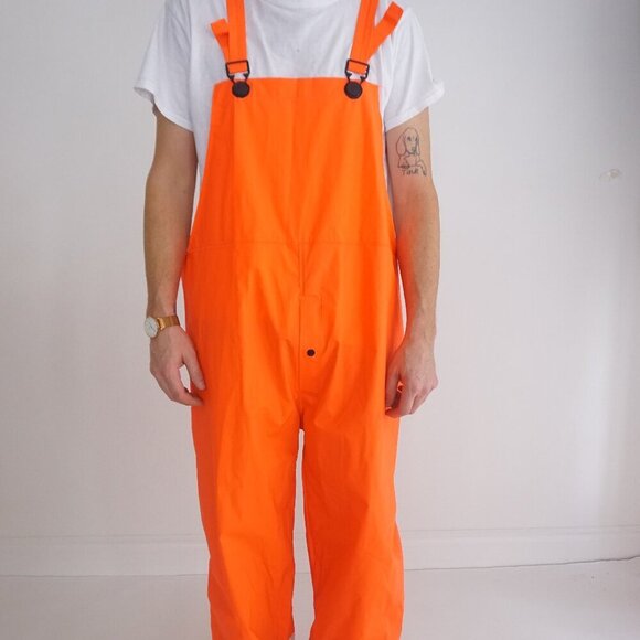 Safeway Orange Waterproof Reflective Rubber Overalls Size XL - Picture 1 of 11
